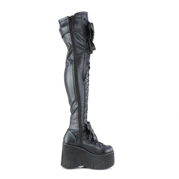 Stretch Black Matte Platform Thigh Boots Goth Punk Rock Rave Kera 303 - Picture 9 of 12